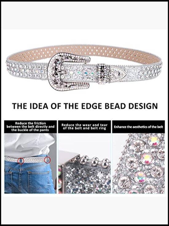 Rhinestone Belt Faux Leather Western Studded Bling Sparkle Belt